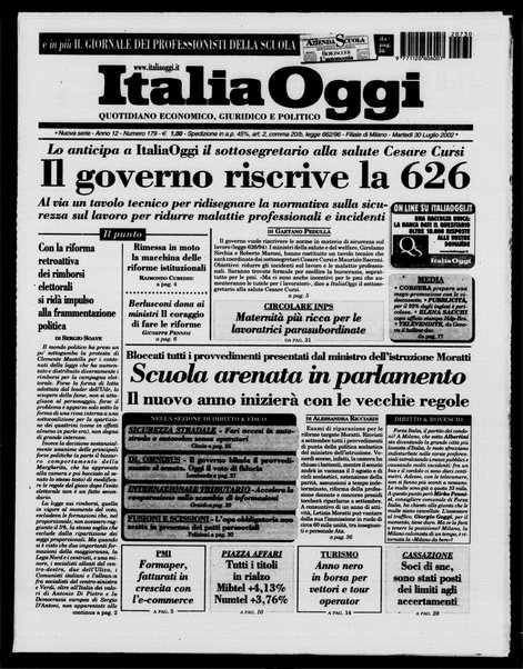 Italia oggi : quotidiano di economia finanza e politica